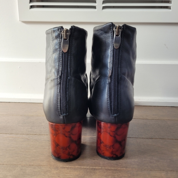 Black Topshop leather boots with red block heels 39 - Picture 8 of 14